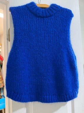 Sezane Chunky Knit Sweater Vest - Blue